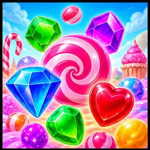 Bunte Bonbons und Edelsteine