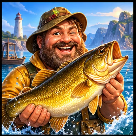 Angler mit goldenem Fang